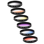 Vivitar 6-Piece Multi-Coated Rotating Graduated Color Filter Set (72mm) Includes: Red, Yellow, Blue, Orange, Grey & Purple