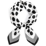 STARWHISPER 100% Pure Mulberry Silk Square Scarf27 x27 Lightweight Neckerchief Hair Scarf Headscarf Night Sleeping, Black and White Dots, 27 x 27 inches