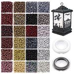 Glass Seed Beads for Jewellery Making Kit, 4mm Bracelet Beads Kit, 1920pcs 6/0 Small Beads Glass Beads Pony Beads for DIY Bracelet Necklaces Earrings and Crafting, with Elastic String