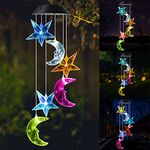 Moon and star wind chime outdoor,gifts for all mom/grandma/women/aunt/daughter/friend/niece/sister, mother birthday gift, gardening gifts,windchimes outside, perfect for The patio, garden,terrace