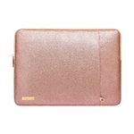 MOSISO Laptop Sleeve Compatible 13-13.3 Inch 2010-2019 MacBook Air/Mac Pro Retina/2016-2019 Mac Pro USB-C/Surface Book, PU Leather Vertical Style Super Padded Bag Waterproof Case, Shining Rose Gold