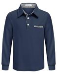 Arshiner Boy's Polo School Uniform Shirt with Long Sleeve Violet