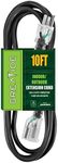 GREATIDE 10 Ft Lighted Outdoor Extension Cord - 10/3 SJTW Heavy Duty Black Extension Cable with 3 Prong Grounded Plug for Safety, UL Listed