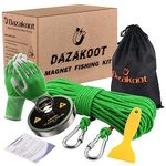 Dazakoot Single Side Fishing Magnet Kit, 1000lbs Pulling Force Rare Earth Fishing Magnet Includes Strong Neodymium N52 Magnet, Durable 100FT Rope, Gloves, Shovel, Storage Bag - Green