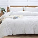 MUXHOMO Duvet Cover Full Size, White Duvet Cover Set Full 3 Pieces with Zipper Closure, Soft Warm Brushed Microfiber Comforter Cover and 2 Pillow Cases (80"×90")