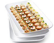 Large Serving Platter Set - Delling 14 inch White Rectangular Serving Plates/Salad Plates - Big Serving Trays for Parties Meat, Sushi, Dinner Plate Oven Safe Dinnerware Set of 3