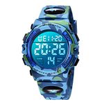 Kid's Watch,Boys Watch Digital Sport Outdoor Multifunction Chronograph LED Waterproof Alarm Calendar Analog Watch for Children with Silicone Band LightArmyBlue