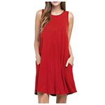 Aboser Womens Summer Dresses Sleeveless Midi Dress Flowy Knee Length Sundresses 2024 Beach Vacation Sundress with Pockets, Summer Dresses for Women 2024-b01-red, Small