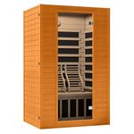 Real Relax Infrared Sauna Home Sauna Spa Room, 2 Person Indoor Canadian Hemlock Wood Low EMF Saunas with 1800W, Bluetooth Speaker, 9 Color Chromo Therapy Lights, 47.4 * 35.4 * 74.8Inch
