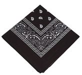 [UK SELLER] Men's/Women's Bandana Head Scarf Neck Scarves Paisley 100% COTTON (black)