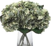 Kimura's Cabin 6pcs Fake White Flowers Artificial Silk Hydrangea Flowers Bouquets Faux Hydrangea Stems for Home Table Centerpieces Wedding Party Decoration (Mint Green)