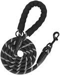 PoyPet Dog Leash 5 Feet for Small Medium and Large Dogs Reflective Heavy Duty Padded Rubber Handle 360° No Tangles（Black）