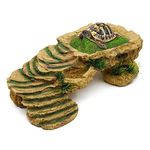 MINYULUA Turtle Basking Platform Reptile Terrarium Hideout Tortoise Resin Rock Hide Cave Habitat Ornament for Bearded Dragon Frogs Lizards Spiders Fish Amphibians Aquarium, Large