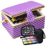 D&D Large Sewing Basket with Sewing Kit, Sewing Box Organizer for Sewing Supplies Storage, DIY Sewing Kit for Adults, Beginner, Kids, Travel and Home