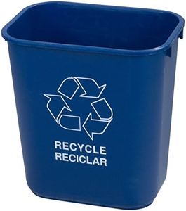 Carlisle 342928REC14 Plastic Recycle Deskside Wastebasket 28 Quart Blue