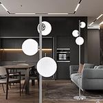 YOLIZUOT Modern Floor Lamp, LED Standing Tall Pole Lamp with Glass Shade, Elegant Mid Century Modern Floor Lamps for Living Room,Bedroom,Office,3 Lights (Bulbs Included)