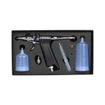 Painter Spray Gun (LABEL) Air Brush Ab-21 - For Makeup, Tattoo & Bakery Use Hand Powered With 20 Ml & 40 Ml Cups,Multicolor