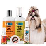 Papa Pawsome Complete Grooming Kit for Dogs - Shih Tzu | for Long/Drop Coat Breeds | 5-in-1 Combo Pack | Made with Natural Ingredients | for Healthy, Shiny & Smooth Dog Hair | for Dog Paw Care