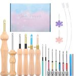 20 Pcs Punch Needle Kit Adjustable Wooden Punch Needle Set Embroidery Pen Set for Kids Adults Beginner Punch Needle Kits