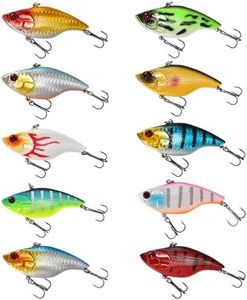 NOBONDO 10 PCS Lipless Crankbait Fishing Lures for Saltwater Freshwater with Portable Bag - 1/2 OZ VIB Lures with 3D Eyes, Sinking Vibe Crank Baits Swimbaits Minnow for Bass Trout Catfish Pike Walleye
