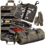 The Ryker Bag Pro Official Tool Roll Organizer - 4 Detachable Tool Pouches + Detachable Wrench Organizer, Heavy Duty Tool Bags for men + women Mechanic & Electrician Tools Storage Roll Up Tool Bag