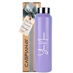 Caspian Astra Customised Stainless Steel Water Bottle 1L, Purple with Logo Print - Personalised Water Bottle with Your Name Print for Kids Boys Girls School Office Gym- Perfect for Corporate Gifting