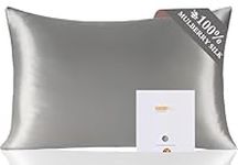 ZIMASILK 100% Mulberry Silk Pillowcase for Hair and Skin Health, Soft & Smooth, Both Sides Premium Grade 6A Silk, 600 Thread Count, with Hidden Zipper, 1pc (Standard 50x75 cm, Dark Grey)