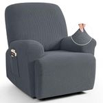 TAOCOCO Recliner Cover 4-Pieces, Recliner Stretch Sofa Slipcover Recliner Cover 1 Seater Couch Protector Soft Furniture Protector Covers with Elastic Chair Covers Jacquard Pattern (Grey)