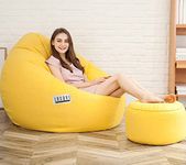 LEXAVI Brand - Ready to Use I Combo Beanbag Prefilled with Beans, Size - 4XL (Yellow)