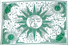 ICC Sun and Moon Tapestry Psychedelic Mystic Stars Tapestries Trippy Wall Hanging Tapestry for Bedroom Home Decor White And Green 30 x 40 Inches