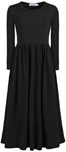 Arshiner Robe pour Fille à Manches Longues Robe Maxi pour Enfant Robe Longue Unie pour Enfant Automne Hiver Robe Patineuse Swing Robe de Base décontractée avec Poches Robe de soirée Taille 98-152