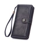 Aileese Womens Wallet Large Capacity RFID Blocking Soft Leather Zip Around Credit Card Multiple card positions Holder Phone Wristlet Clutch Black