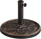 Yaheetech 10kg Garden Parasol Base Stand - Heavy Duty Outdoor Garden Umbrella Stand Holder, Round Resin Sturdy Decorative Base, Bronze