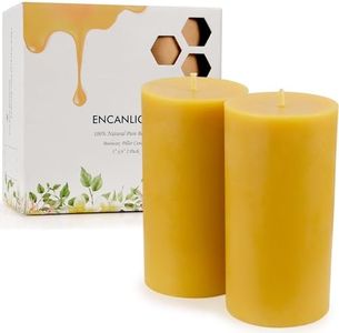 Beeswax Pillar Candles 3x6 Inch, Natural Pure Bees Wax Candles 2 Pack, 90-100 Hours Long Burning, Unscented Dripless and Smokeless for Home Decor, Party, Yoga