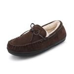 DREAM PAIRS Men's Fur-loafer-01 Moccasin Slippers Fuzzy Plush House Shoes Indoor Outdoor Fleece Lining Loafers Brown, Size 15