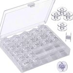 Jasol Usha Janome Sewing Machine Bobbin 25 Pcs with Plastic Case, Transparent Color, White