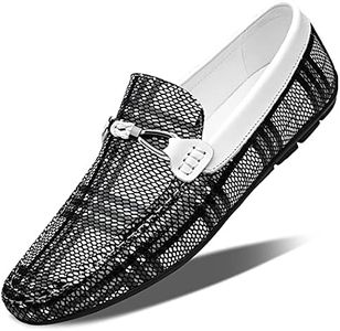 MINITOO Mens Dress Mocassini Moda Stampato Soft Slip-ons 1259#, bianco, 42 2/3 EU