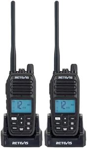 Retevis RM21 Handheld Marine Radio, Floating IP67 Submersible Waterproof, Noise Cancelling Mic, Backlit LCD Display, NOAA Weather, 1800mAh Battery(2 Pack)
