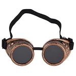 Bohue Steampunk Goggles Vintage Glasses Gothic Halloween Cosplay Sunglasses Dress-Up Accessories Party Eyewear for Men Women (Brass)