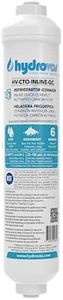 HYDROVOS Inline Water Filter for Refrigerator, Ice Maker, Reverse Osmosis System, 1/4" Quick Connect, 10" Carbon Water Filter Reduces Chlorine Taste & Odor for Drinking Water, Filtered Ice, RV Water