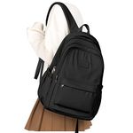 School Backpack for Women Men College High School Bag for Boys Girls Casual Daypack Laptop Backpack Waterproof Bookbag Black