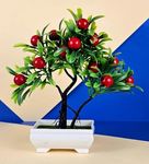 SATYAM KRAFT 1 PC Artificial Cherry Bonsai Flower with Pot, Artificial Flower Decoration for Home Decor, Garden, Balcony, Resturants, Cafes, Table Piece, Center Piece(Pack of 1) (Cherry)(model 9)