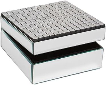 American Atelier Tile Square Mirror Jewelry Box, Silver