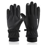 Zibuyu Gloves For Men Winter Wear Women Gloves Warm Bike Riding Gloves Touch Screen Finger Microfiber Anti-Slip Design Windproof Waterproof Snow Ski Gloves Hand Gloves For Winter (Black,One Size)