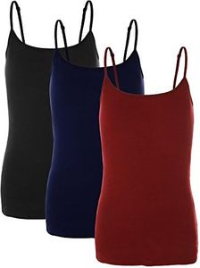Emmalise PreTeen Training Bra Camisole Wireless Built in Fabric Support Cami (3Pk Blk, Navy, Red, Small, 80-100 lbs)
