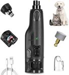 Podazz Dog Nail Grinder Silent - 6 Speed Electric Pet Nail Grinder Rechargeable Dog Nail Trimmer Files Dog Claw Grooming Grinder with 3 Ports and Dust Cap for Small Medium Large Dogs/Cats