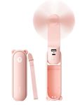 JISULIFE Handheld Mini Fan, 3 IN 1 USB Rechargeable Portable Fan [12-19 Working Hours] with Power Bank, Flashlight, Pocket Design for Travel/Summer/Concerts/Lash, Gifts for Women (Pink)