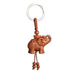 Gemini_mall® Pack of 1 Lucky Elephant Keychain Key Ring Lovely Animal Pendant Evil Defends Keyring (Dark Brown)