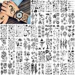 FANRUI 52 Sheets Creative Black Tiny Crown Infinity Triangle Fake Tattoos For Men Women Realistic Stars Letters Tattoos For Kids Tattoos Temporary Waterproof Arm Hand Face Finger Neck Tatoo Stickers