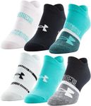 Under Armour Women's Essential 2.0 Lightweight No Show Socks, 6-Pairs , Black/Neptune/White , Medium